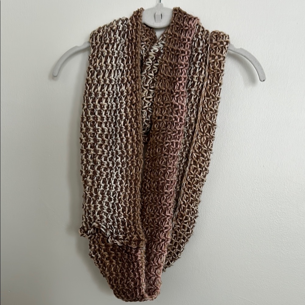 Brown and Cream Knit Infinity Scarf - Apt 9